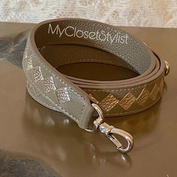 BANDOLIER Crossbody Leather Rare Luxury Strap NEW! UNICORN Greige Silver - Picture 2 of 4